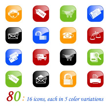 Sale and shopping icons - color series clipart