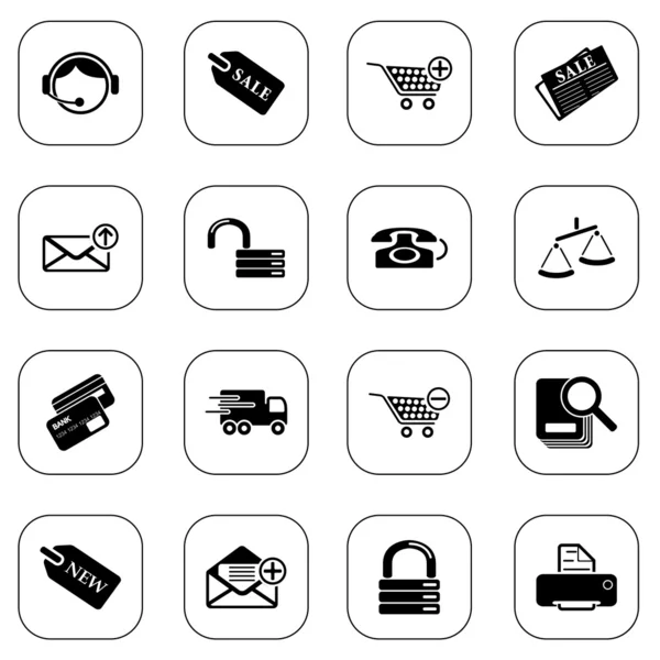 Verkoop en winkelen pictogrammen - bw serie — Stockvector