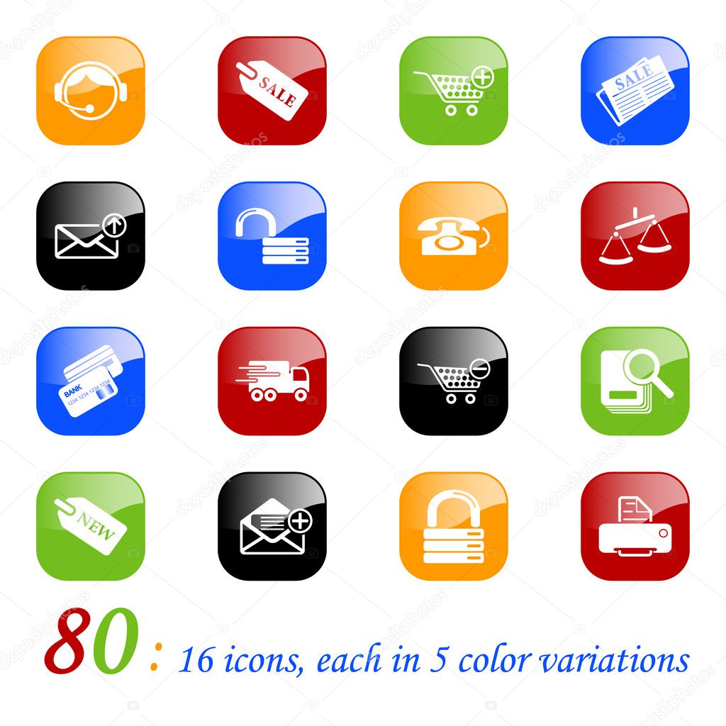 Sale and shopping icons - color series