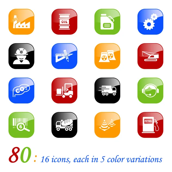 Icônes de l'industrie - série de couleurs — Image vectorielle