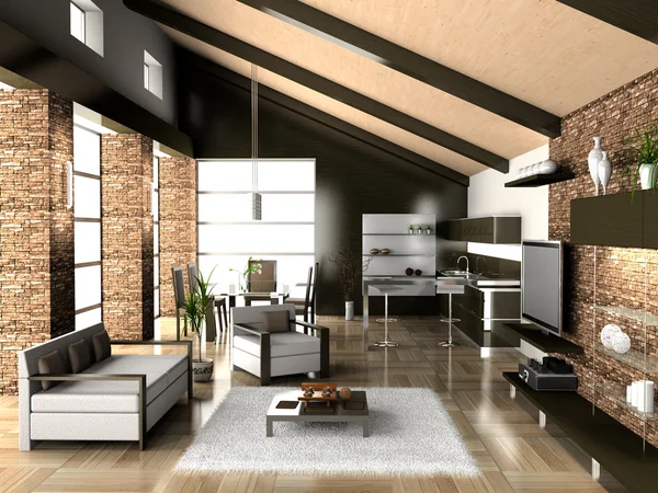 Wohnzimmer mit Essecke — Stockfoto