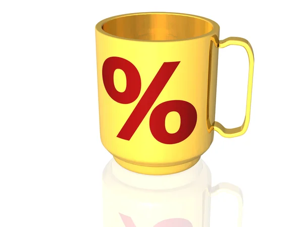 Cup with percentage signs - 3D — Stock Photo, Image