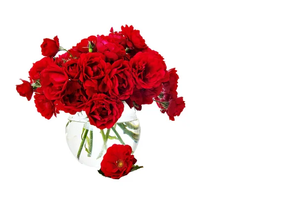 stock image Red roses in glas vase