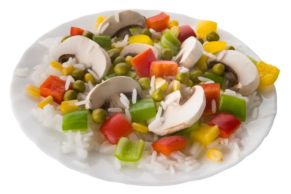 Ris med grönsaker och svamp — Stockfoto