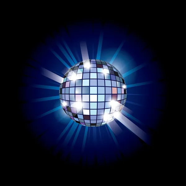 Blauwe disco bal — Stockvector