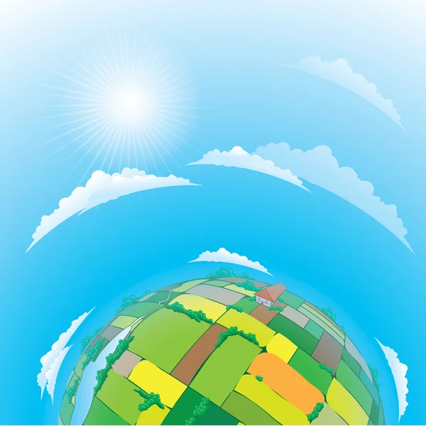 Earth globe with agricultural fields — Stock Vector