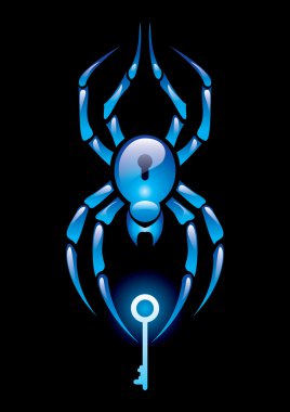 Spider with key clipart