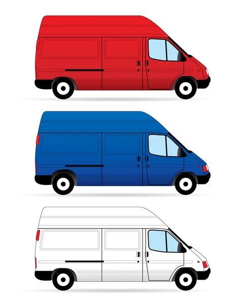 Изолированные фургоны доставки — стоковый вектор