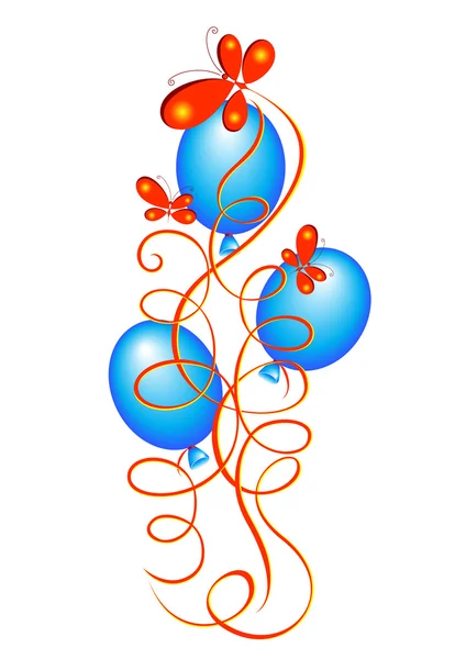Diseño abstracto vectorial. Mariposa y globos — Archivo Imágenes Vectoriales