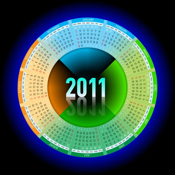 Calendario al neon 2011 — Vettoriale Stock
