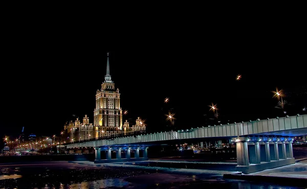Nacht Straßen Hotel Ukraine — Stockfoto