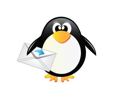 Penguin with envelope clipart