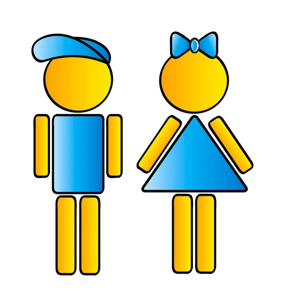 Szalony piktogram - chłopiec i dziewczynka — Zdjęcie stockowe