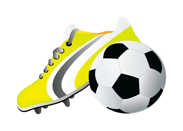 Sapato de futebol e bola — Fotografia de Stock