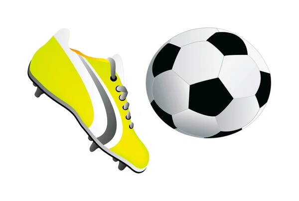 Футбольне взуття та м'яч — стокове фото