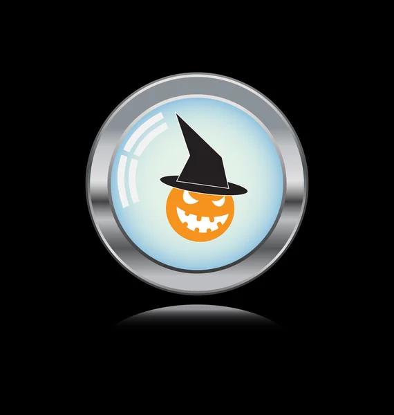 Botão de metal com ícone de Halloween — Fotografia de Stock