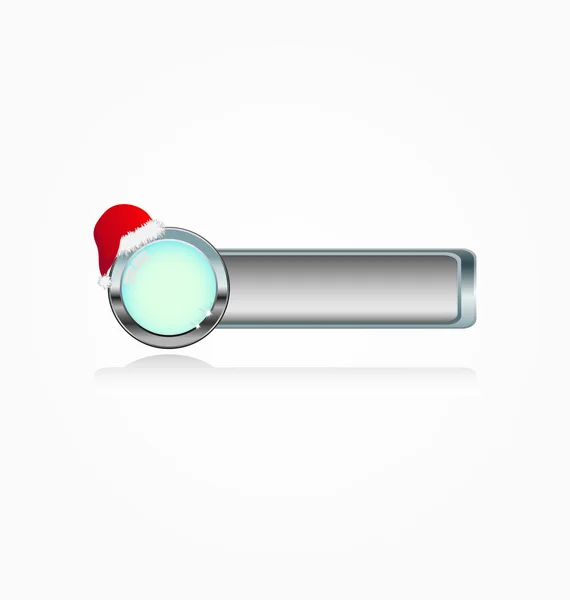 Botão de metal com chapéu de Papai Noel — Fotografia de Stock