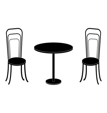 Table with two chairs clipart