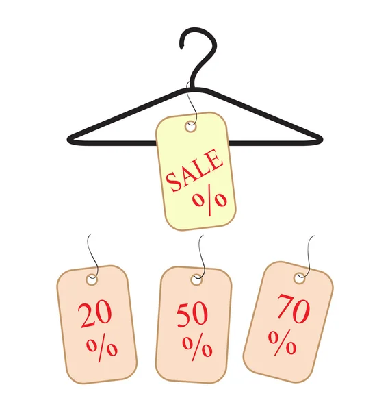Hanger with sale tags — Stock Vector