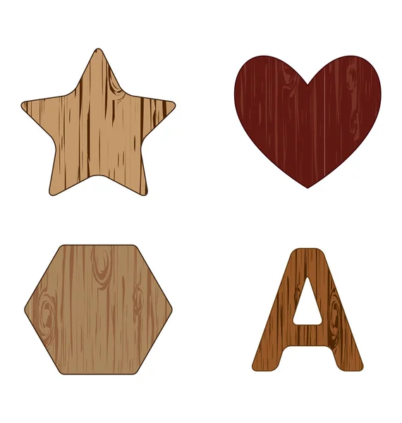Símbolos de madera — Vector de stock