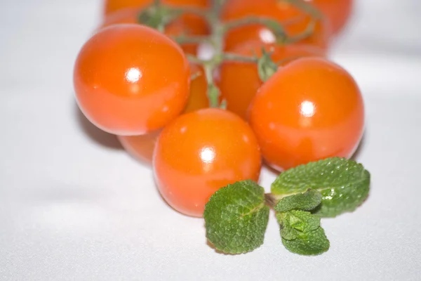 Вишневі помідори та м'ята — стокове фото