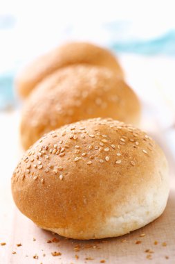 Three wheat buns with sesame clipart