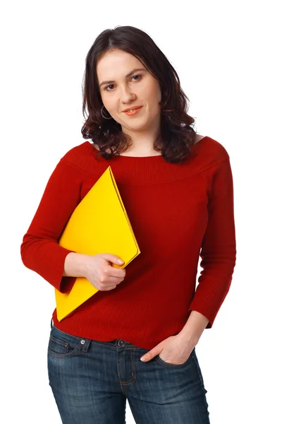 Mladý kolega studentka drží f — Stock fotografie