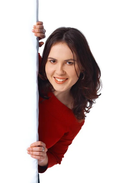 Chica sosteniendo una cartelera vacía — Foto de Stock