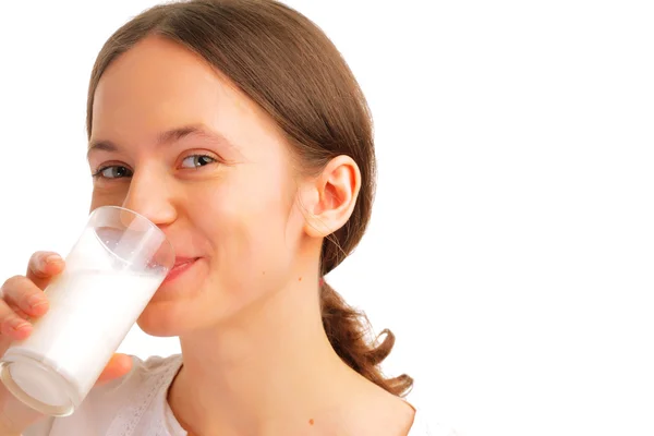 우유를 마시는 여자의 초상화 — 스톡 사진