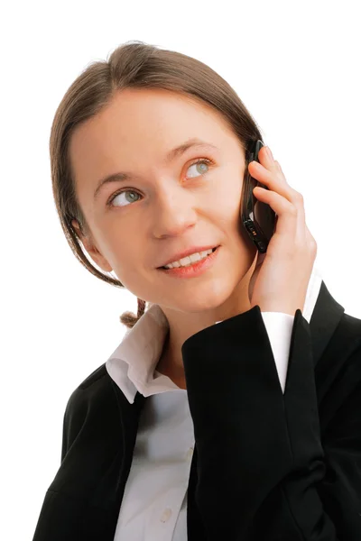 Jovem mulher de negócios falando no celular — Fotografia de Stock