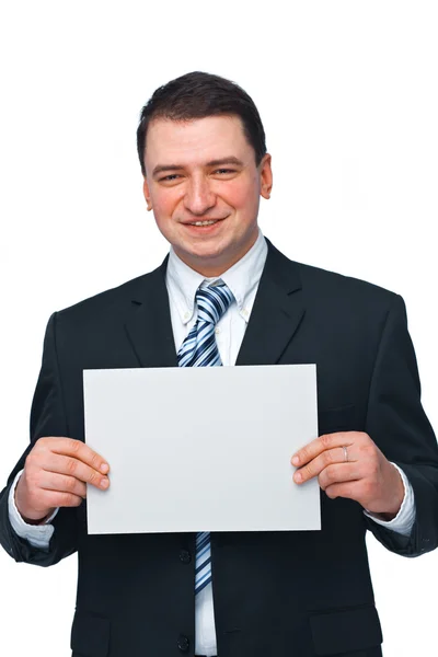 Бизнесмен с чистой бумагой — стоковое фото