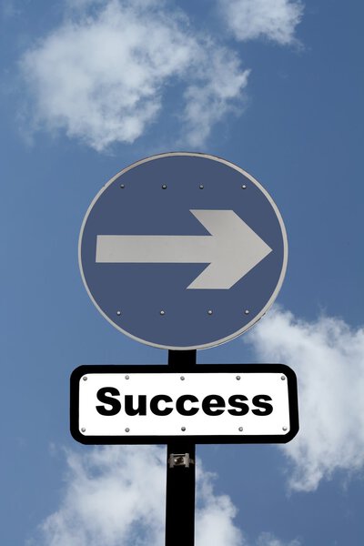 Traffic Sign pointing the way to success