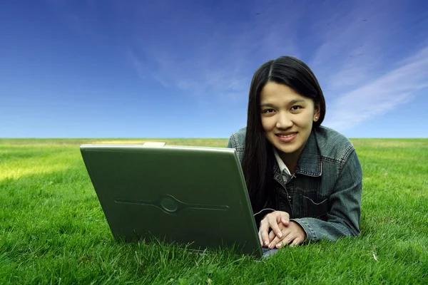 Laptop girl — Stock Photo, Image