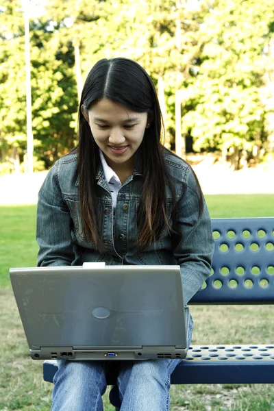 Laptop girl — Stock Photo, Image