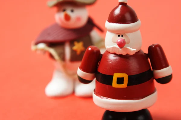 Pai Natal e boneco de neve — Fotografia de Stock
