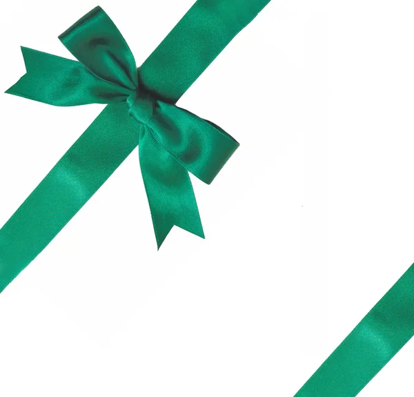 Green ribbon bow — Stock Photo, Image