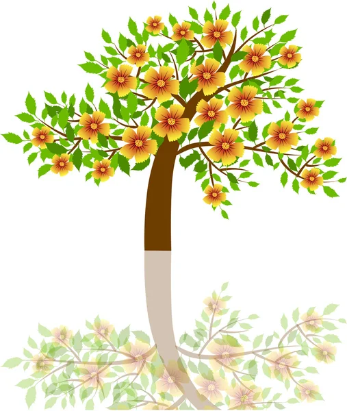 Tree with beautiful flowers — Stock Vector