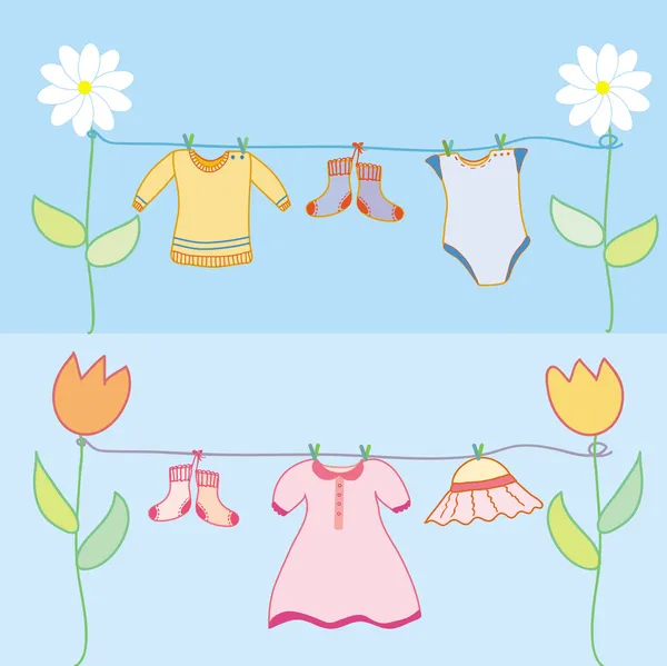 Baby laundry for boy and girl — Stock Vector