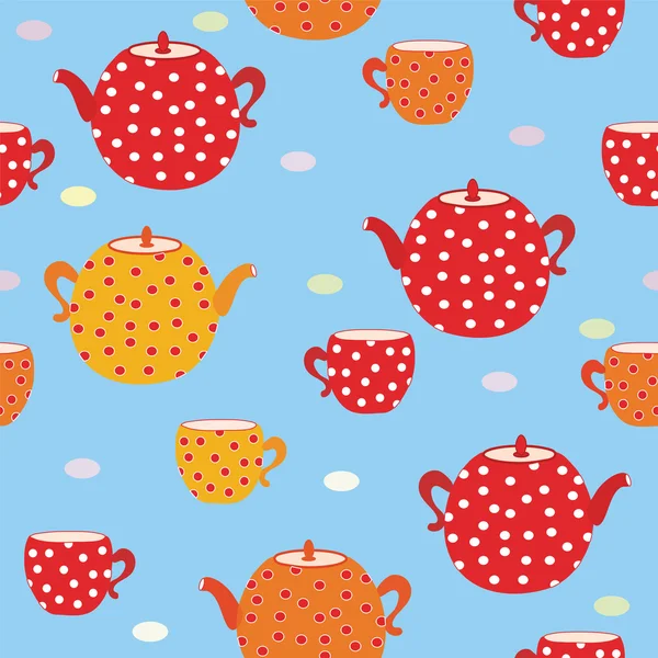 Seamless tea pattern with teapot — Stock Vector