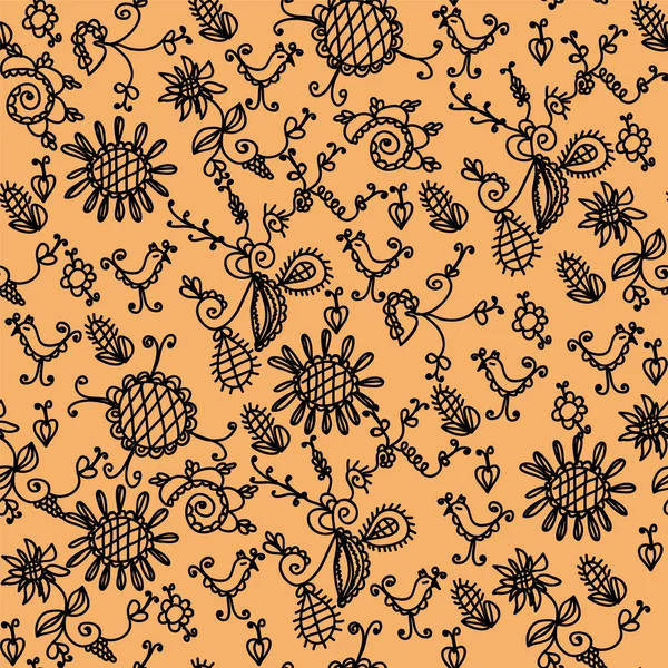 Seamless ornate orange pattern — Stock Vector