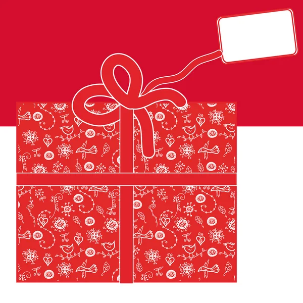 Caja de regalo con diseño rojo y blanco — Archivo Imágenes Vectoriales