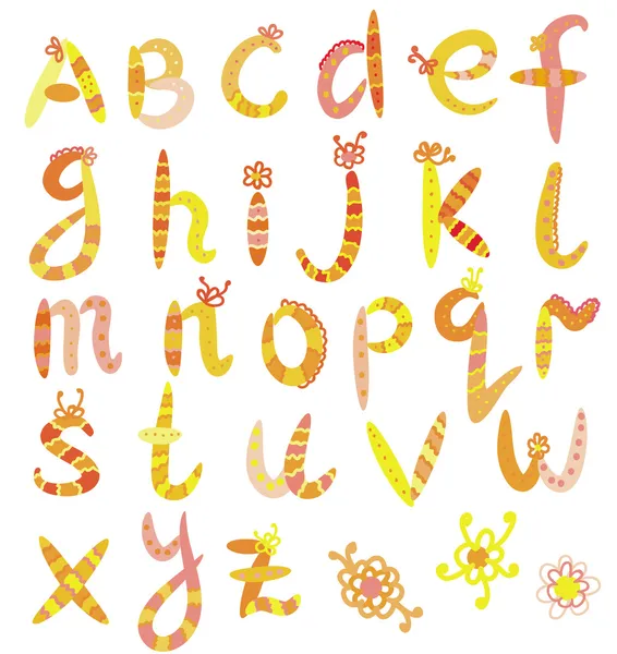 Divertido conjunto de alfabetos — Vector de stock