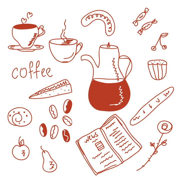 Morning coffee doodles — Stock Vector
