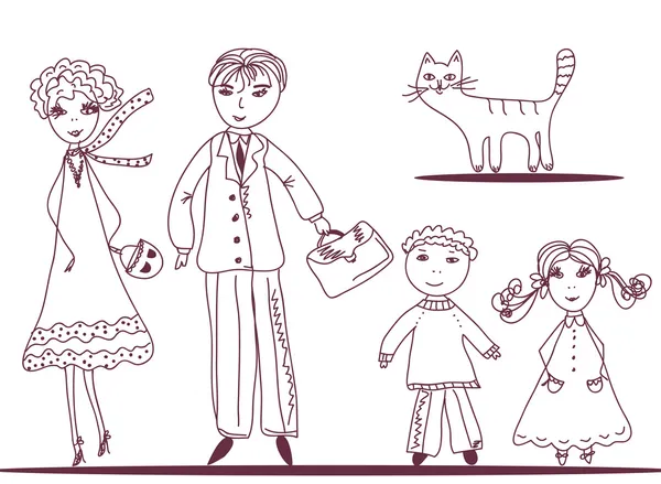 家族の漫画 — ストックベクタ