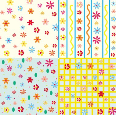 Seamless floral patterns set clipart