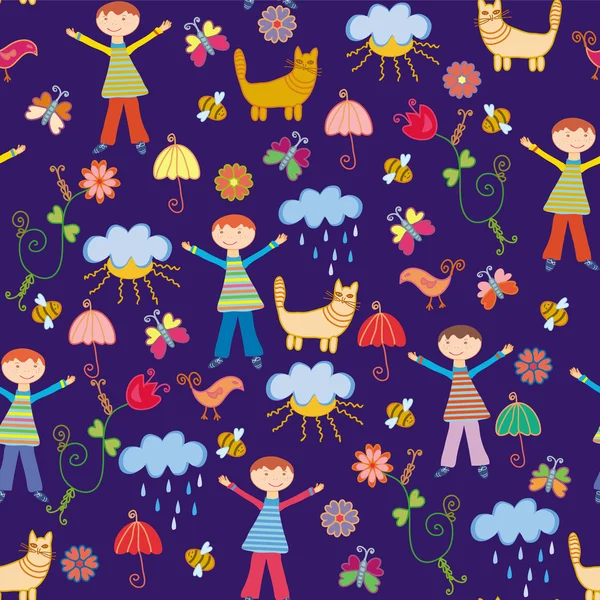 Cute seamless pattern with boy — Stock Vector