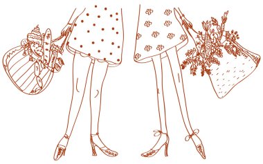 Slim and fat women clipart