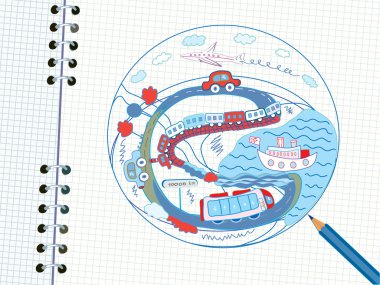 Travel doodle clipart