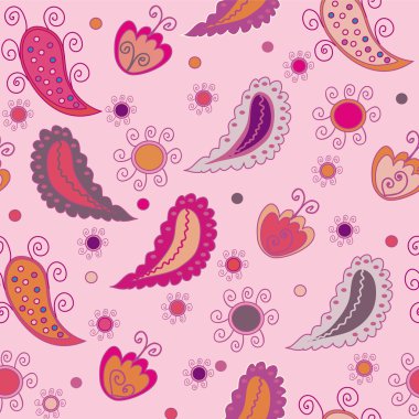 Seamless paisley pink background clipart