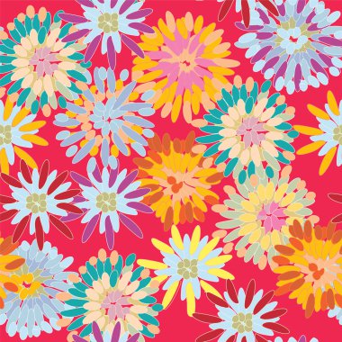 Bright seamless pattern with big flowers